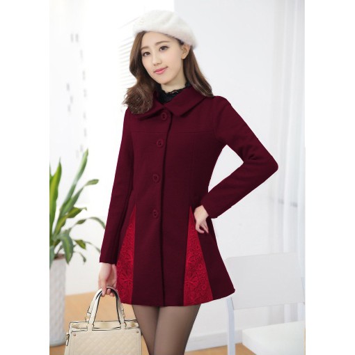 Áo khoác dạ phối ren Julia ( có lớp lót)- MS0007AK