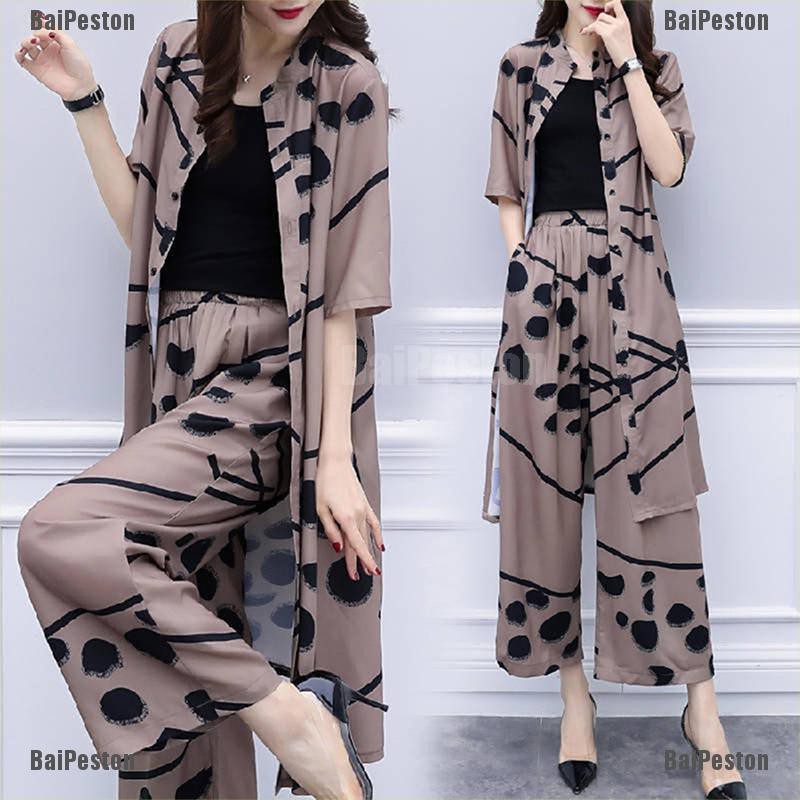 Set Đồ 2 Món Áo Voan Dáng Rộng + Quần Dài Thời Trang Cho Nữ