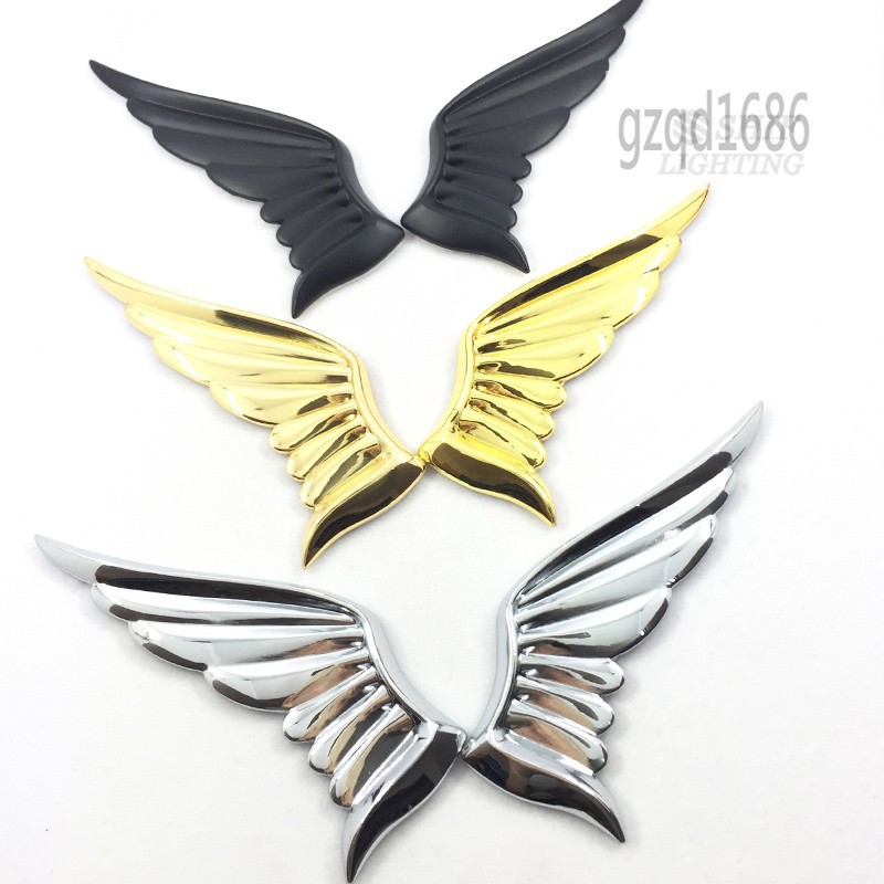 1 Cặp Hình Dán Cánh Thiên Thần Bằng Kim Loại Cho Xe Hơi