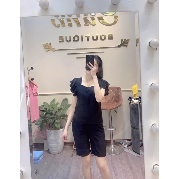 Bộ lửng cổ vuông siêu đẹp, vải đũi mát size 38-85kg