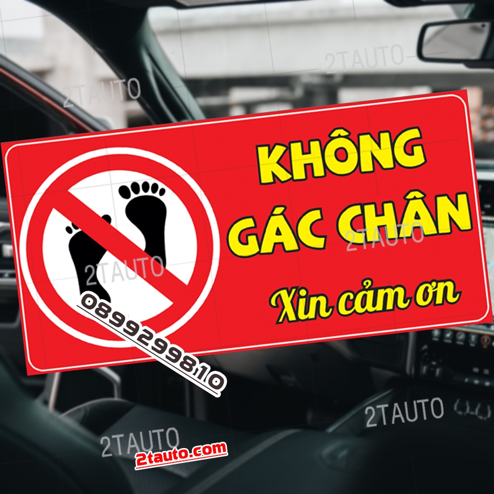 01 Tem Sticker Không Gác Chân, Lưu Ý Không Gác Chân Trên Xe, Giữ Ý Thức Chung Khi Đi Xe, Không Gác Chân Nền Đỏ Mẫu Mới
