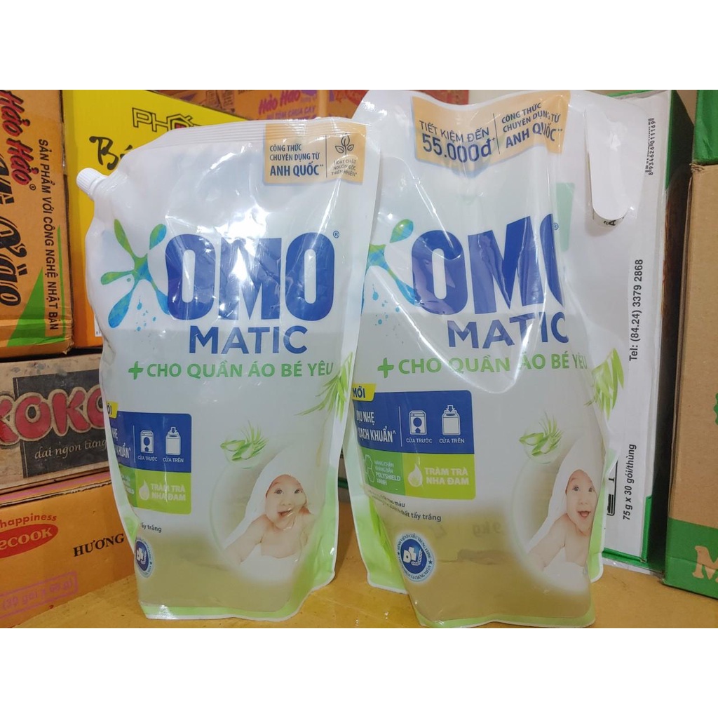 Nước giặt OMO Matic dịu nhẹ cho quần áo bé loại bỏ mùi hôi 3.6kg/gói
