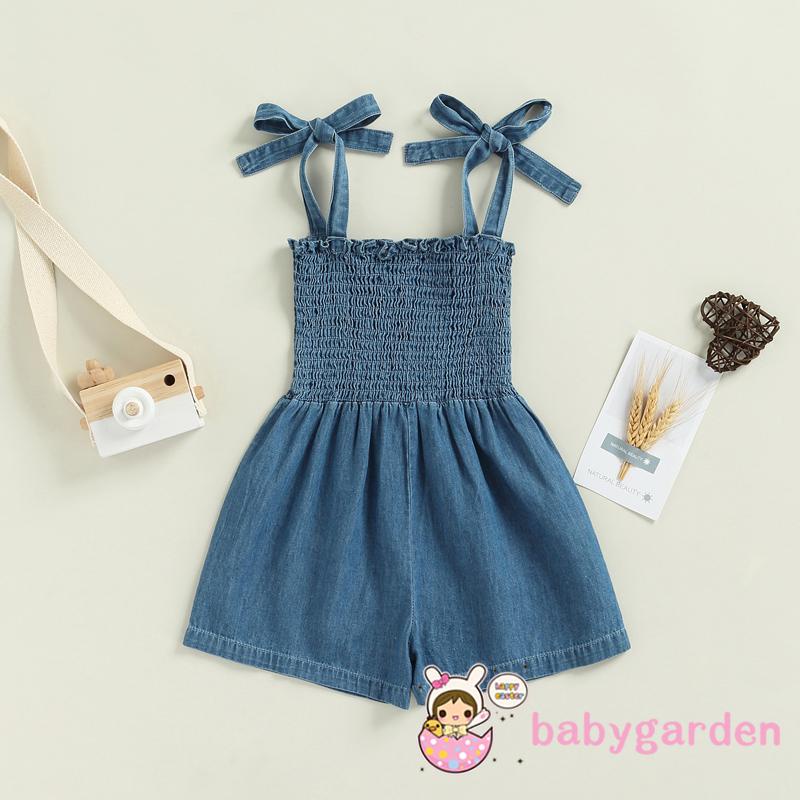 Bộ áo liền quần hai dây màu trơn có thể điều chỉnh thời trang cho bé gái từ 6 tháng tuổi