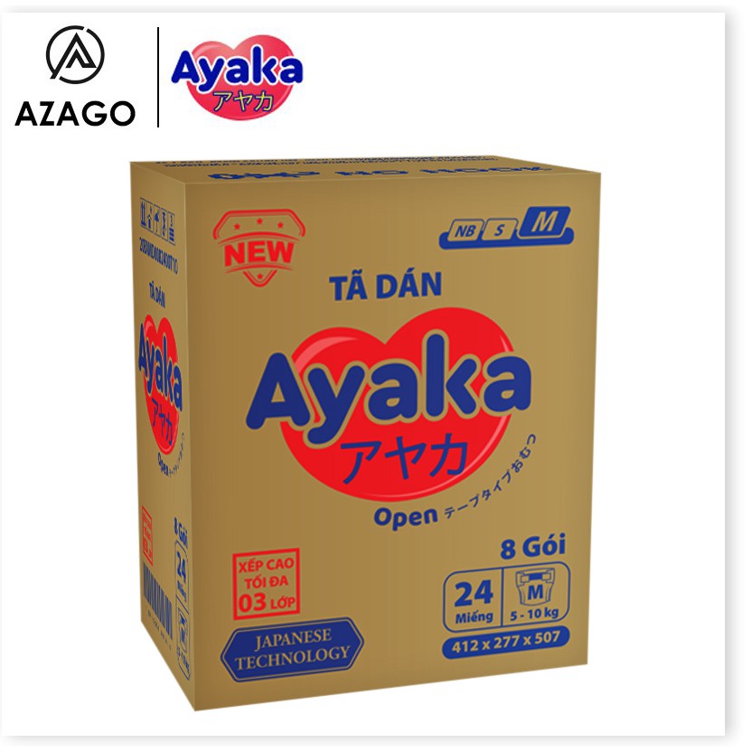 Thùng 8 gói Tã dán trẻ em AYAKA M24x8 24 miếng/gói dành cho bé 5-10kg - Thương Hiệu AYAKA - YOOSOO MALL