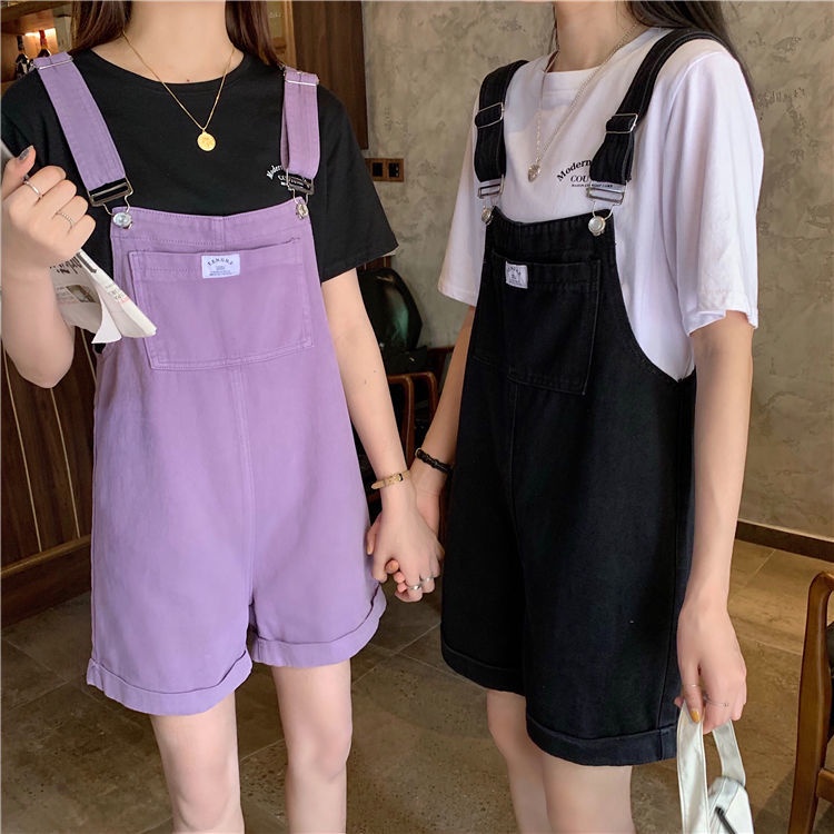 Quần yếm denim ống rộng thời trang mùa hè Hàn Quốc cho nữ