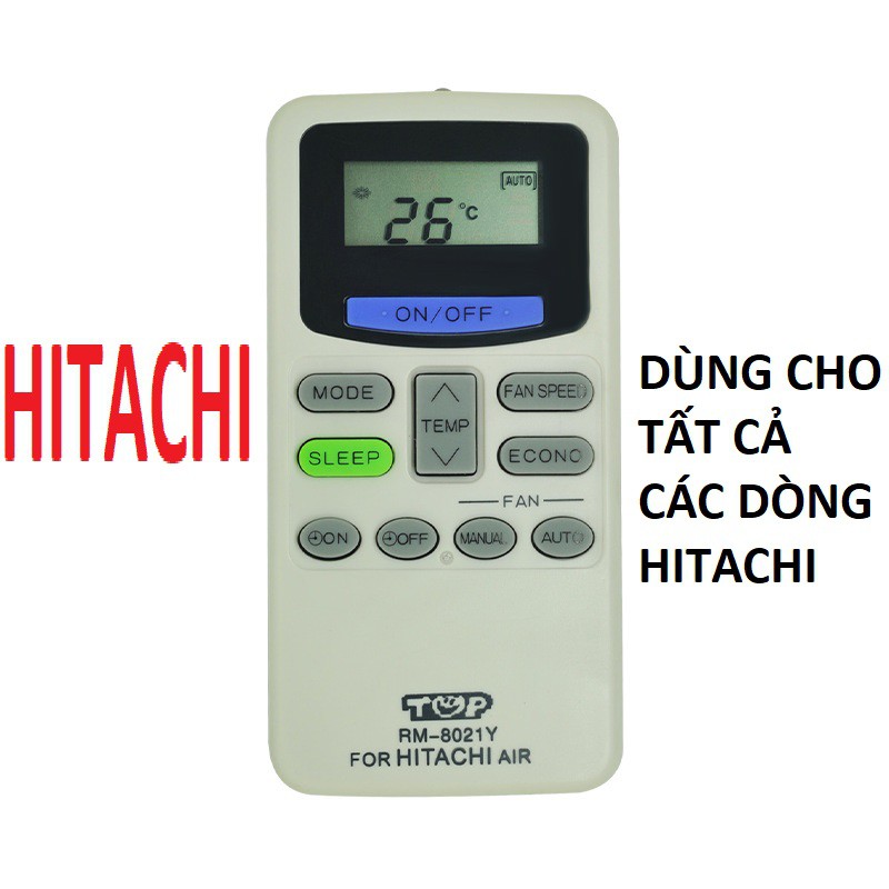 Remote Điều Khiển Máy Lạnh, Máy Điều Hòa HITACHI đa năng RM-8021Y (DÙNG CHO TẤT CẢ DÒNG MÁY LẠNH HITACHI)