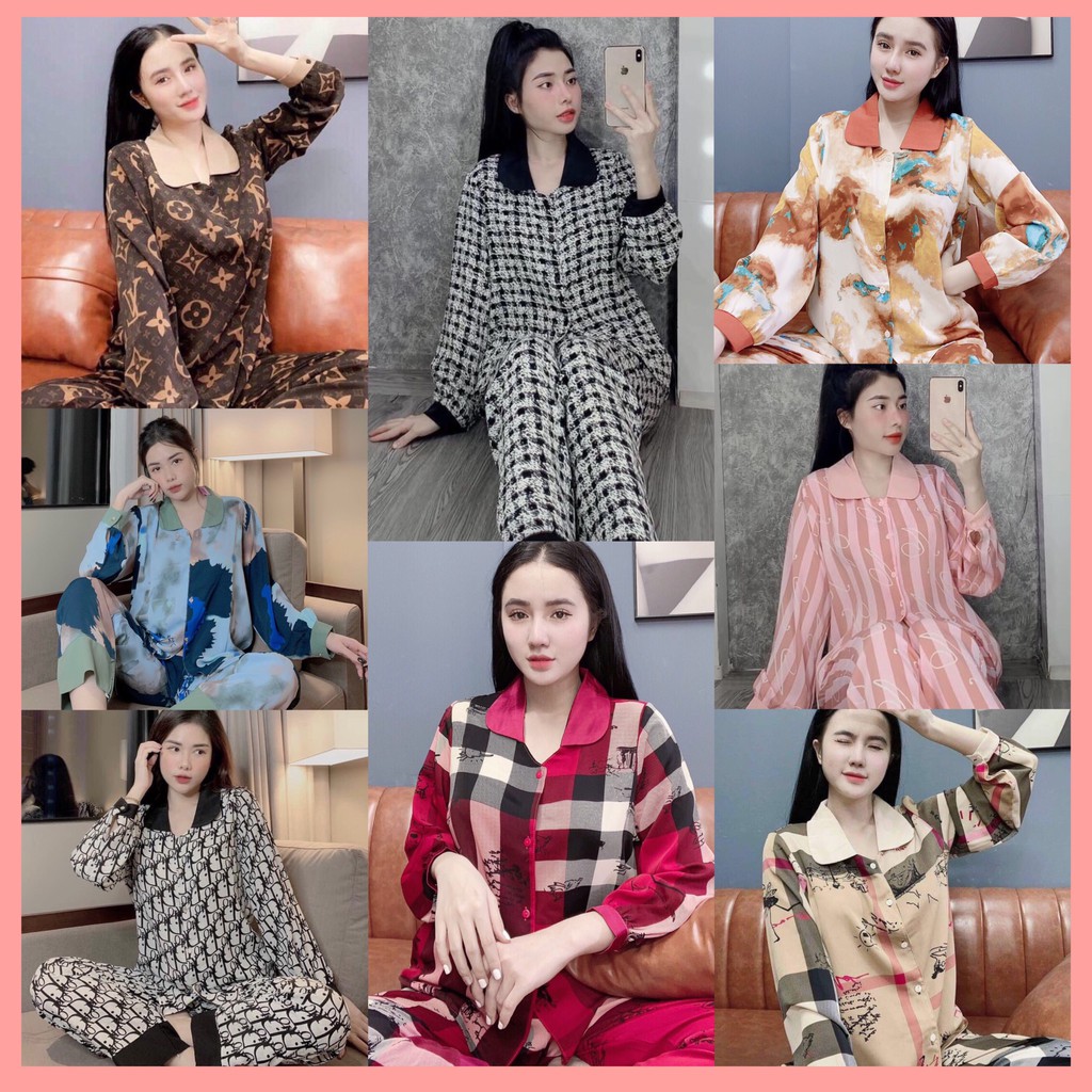 Bộ lụa pijama ☘ chất mango tay dài ☘ mềm mịn, không nhăn, không xù, Mẫu mới  Ảnh thật