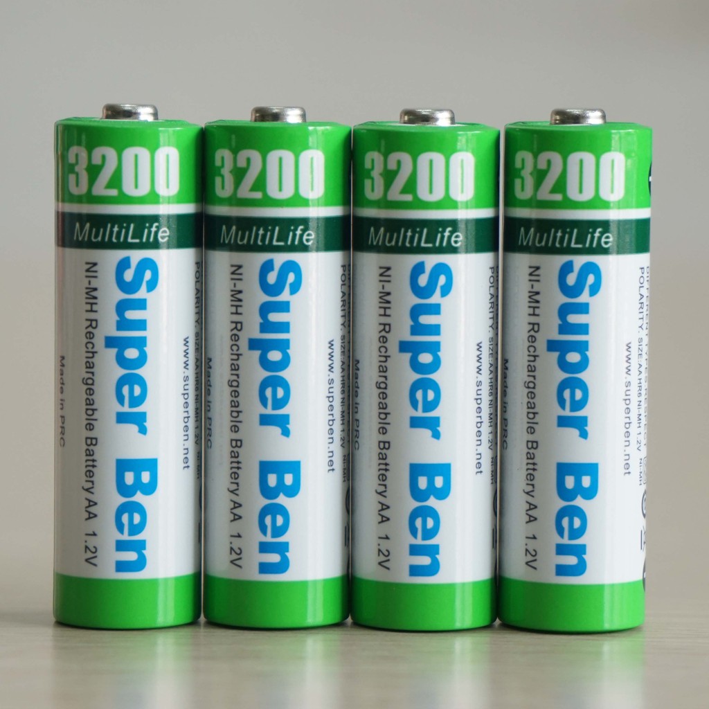 [GIAO HỎA TỐC] Pin và Sạc SuperBen Ni-MH AA vỉ 4 viên 2100mAh &amp; 3200mAh Rechargeable