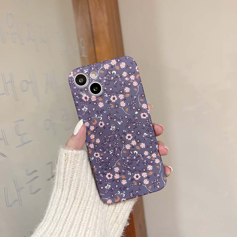 Ốp Điện Thoại IMD TPU Mềm Nhám Họa Tiết Hoa Màu Tím Cho iPhone 12 11 Pro Max X XR 7 8 Plus SE