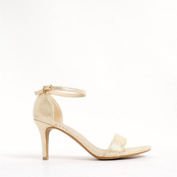 [Joiehom] Sandal cao gót quai ngang phủ nhũ vàng