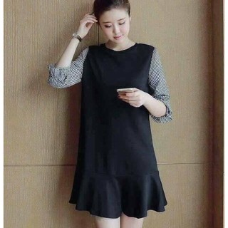 Thỏ Mommy Đầm bầu phối tay xọc kẻ caro