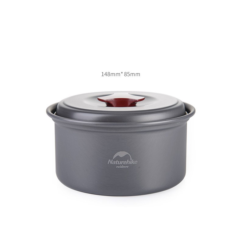 Bộ nồi dã ngoại Naturehike bằng hợp kim nhôm cao cấp nhỏ gọn, chống mài mòn dẫn nhiệt tốt.