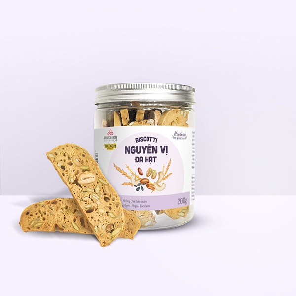 Bánh Biscotti Siêu Hạt Không Đường Chuẩn Ăn Kiêng Mix 4 Vị Cực Ngon TheGemMarket Chính Hãng