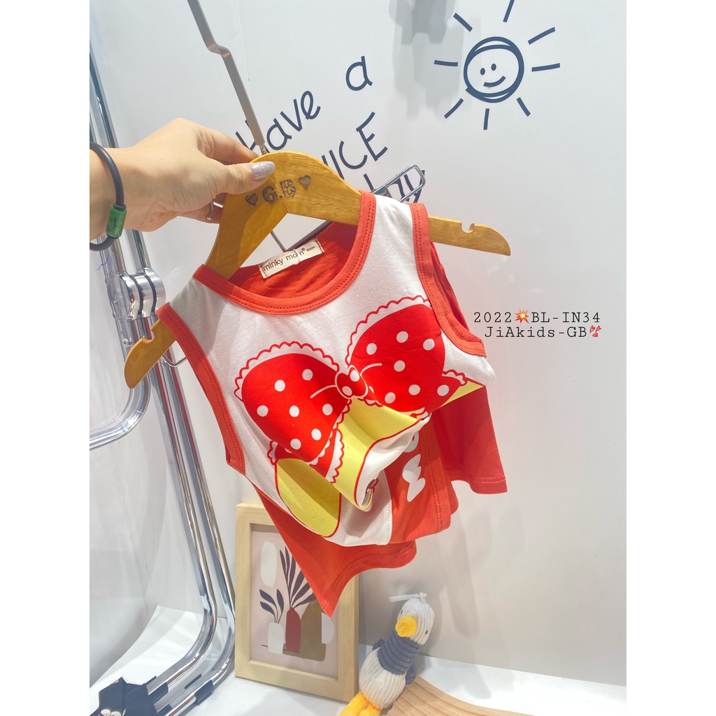 Bộ Ba Lỗ Thun Lạnh MINKY MOM Phối Thân Áo Trắng In Hình Dễ Thương Cho Bé BL-IN34