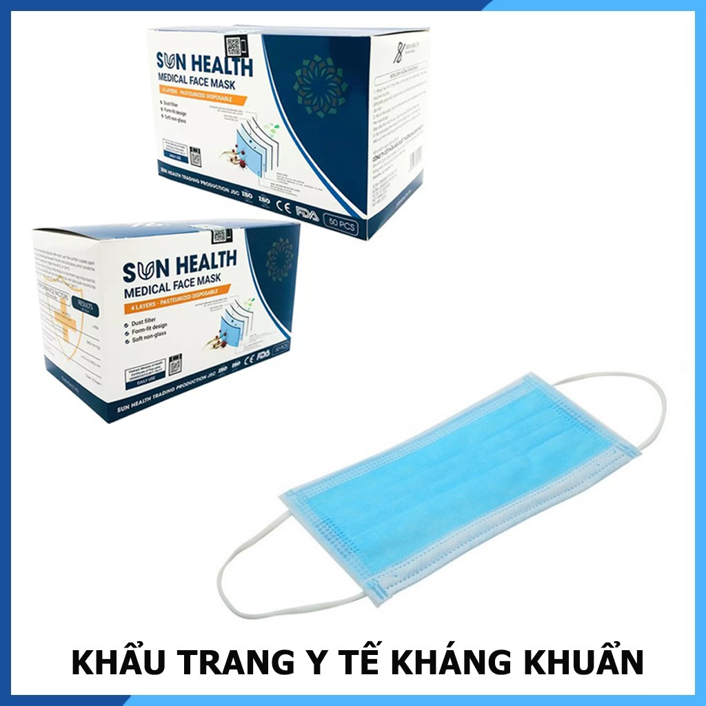 1 chiếc khẩu trang Y Tế 4 Lớp Kháng Khuẩn Sun Health đầy đủ hóa đơn, phiếu xuất kho ( Hàng xuất khẩu đủ FDA CE )