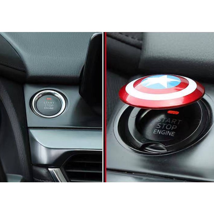 Miếng dán trang trí nút bấm khởi động xe ô tô hình Captain America One-Click Start