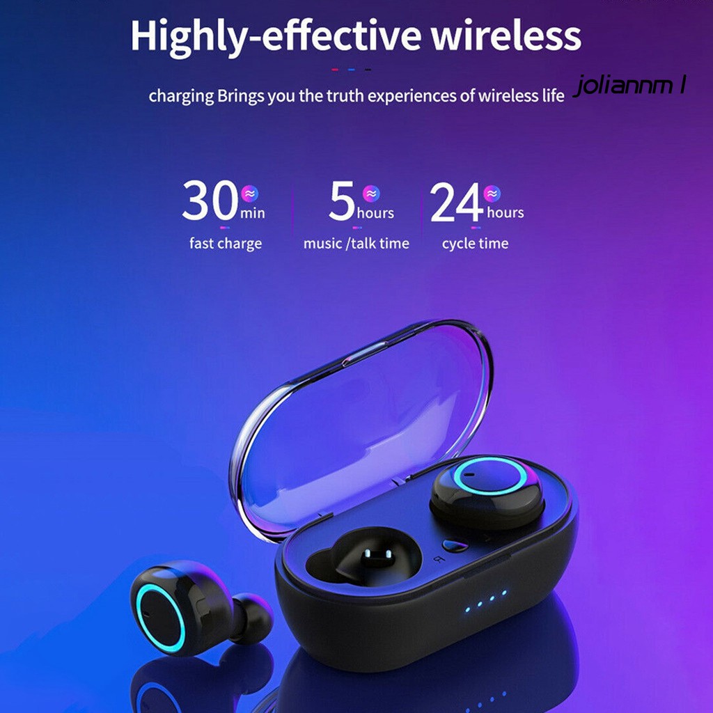 Tai Nghe Jm Y50 Bluetooth 5.0 Nút Điều Khiển Chống Ồn Kèm Hộp Sạc Ốp