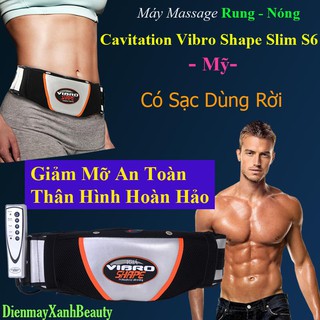 Máy Massage bụng Rung Nóng Tan Mỡ Chính Hãng Mỹ - Cavitation Vibro Shape Slim S6 -Đai Massage bụng -Máy đánh tan mỡ bụng
