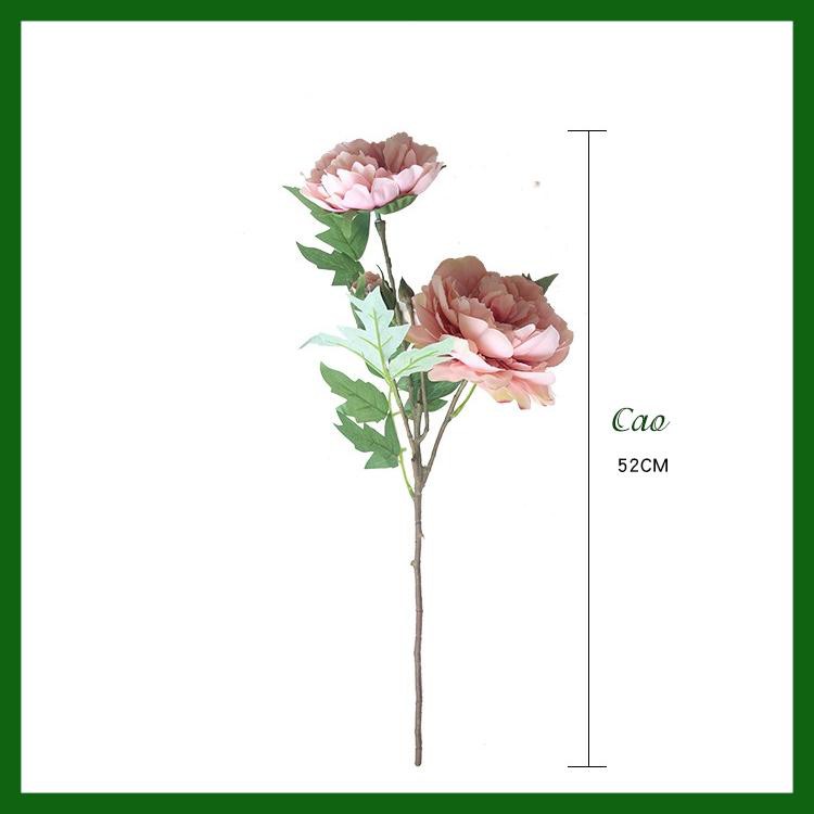 [ Hoa Giả ] 1 cành hoa Mẫu Đơn SIZE TO dài 52cm, gồm 2 bông 1 nụ - hoa giả giống thật - có ảnh thật, nhiều màu