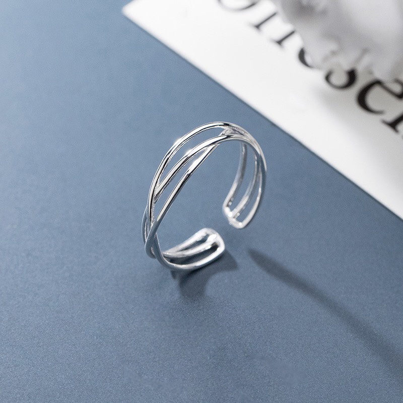 Nhẫn Bạc MIRASON Đan Chéo Trơn Basic MNH079 - Nhẫn Unisex Bạc 925 Cao Cấp
