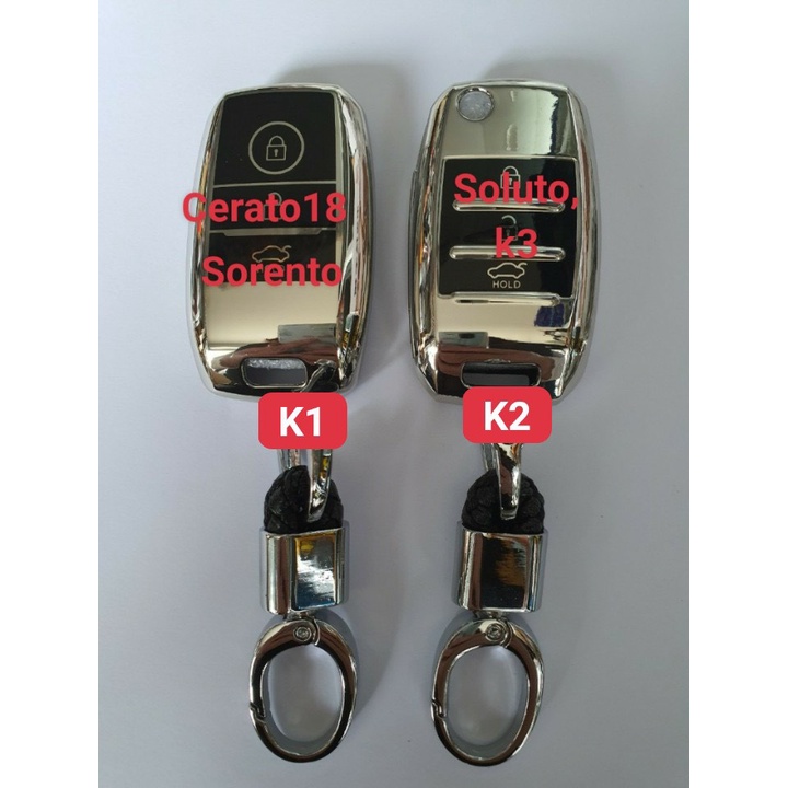 Bao chìa khóa Kia Morning, Cerato, K3, Rondo, Rio, Soluto, Seltos, Sorento,(chìa gập) mạ crom cao cấp