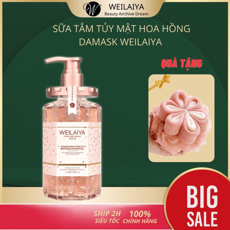 Sữa Tắm Tủy Mật Hoa Hồng Damask Weilaiya hương nước hoa mê đắm, làm sạch cấp ẩm cho da - THE ZOE BEAUTY | BigBuy360 - bigbuy360.vn