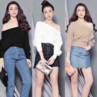 Áo len lệch vai Thái lan (sợi len dai, dày dặn k bai xù)