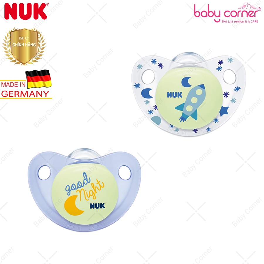 BỘ 2 TI NGẬM SILICONE NUK NIGHT/DAY 0 - 6 THÁNG TUỔI