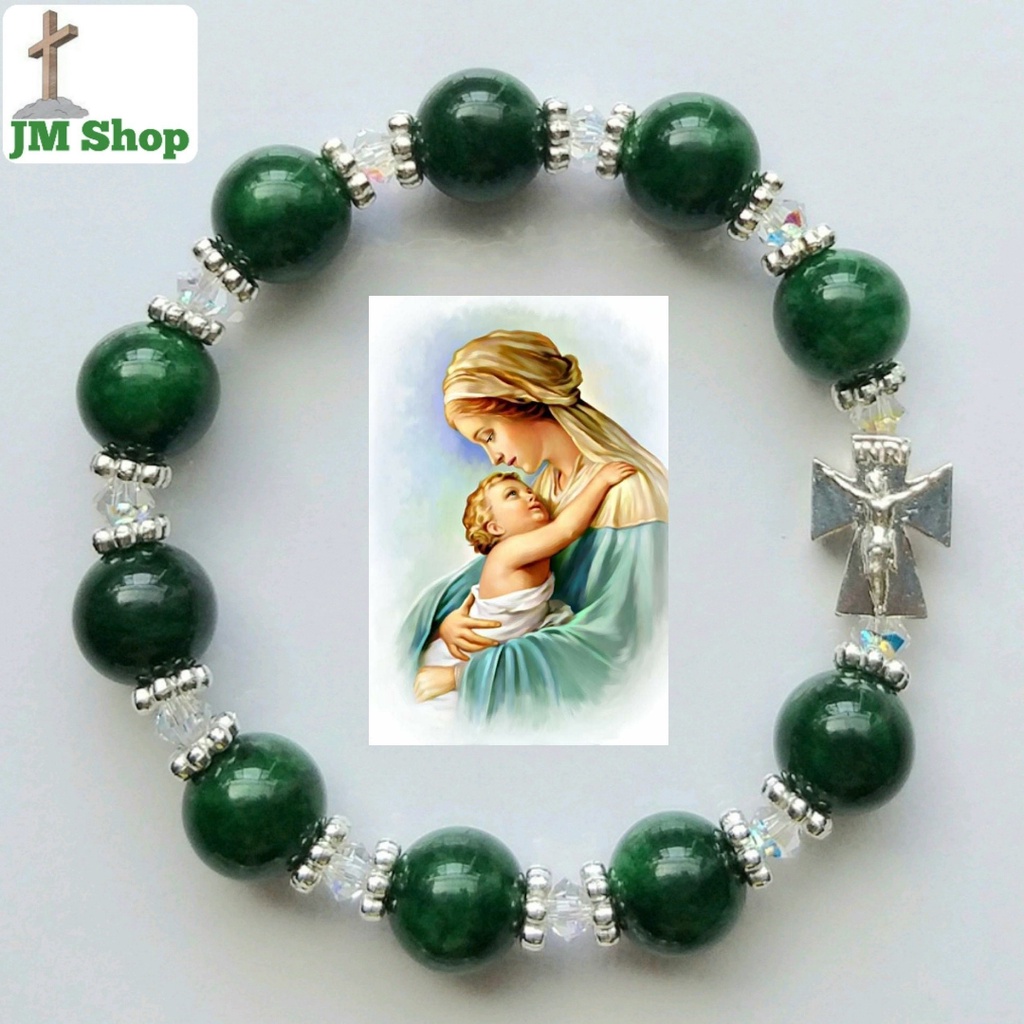 Vòng Tay Chuỗi Mân Côi JM Shop Mã 58 Mix Hoa và Thánh Giá Bạc Có Chúa