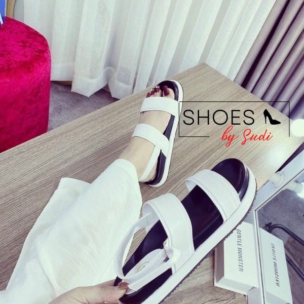 Xăng đan học sinh-Sandal SUDI SHOES - SD039-BBF 2 quai ngang đế 3 phân - Dép quai hậu học sinh 3 phân Sài Gòn siêu nhẹ