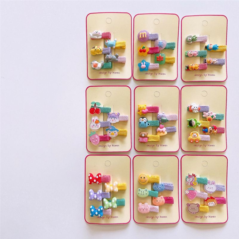 Set 5 Kẹp Tóc Hình Thú Hoạt Hình Bằng Nhựa Resin Phong Cách Hàn Quốc Cho Bé