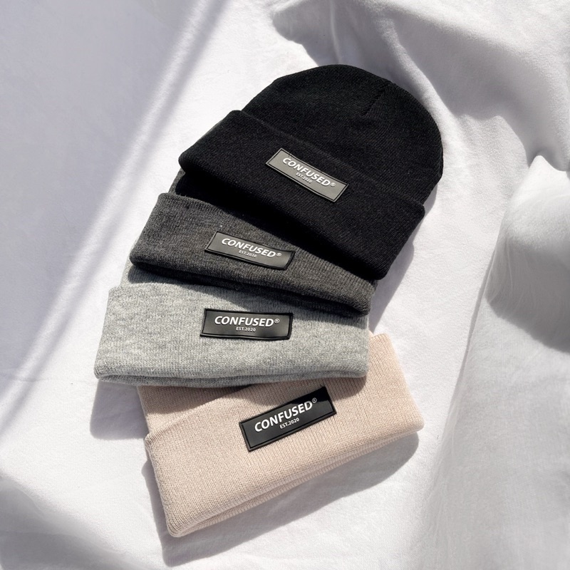 [LOCAL BRAND] Nón len beanie CONFUSED cho nam nữ, FORM dài CHẤT dày và mịn, phụ kiện đi chơi (14 màu)