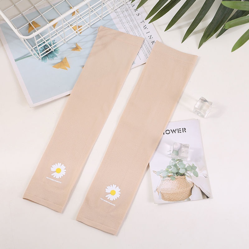 Găng Tay Chống Nắng Và Tia UV Vải Lụa Lạnh Thoáng Khí Họa Tiết Hoa Cúc Dễ Thương Cho Nữ