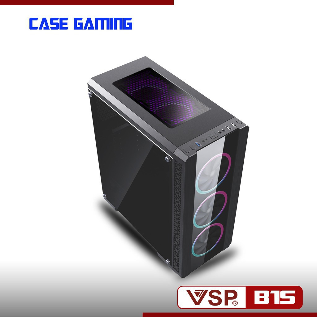 Case Vision B15 Gaming (Mặt gương + Hông trong suốt) hỗ trợ đèn led cực đẹp bảo hành 1 tháng 1 đổi 1