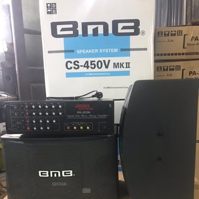 Bộ combo karaoke( amply 12 sò AC và đôi loa 450 bass từ kép tép từ kép