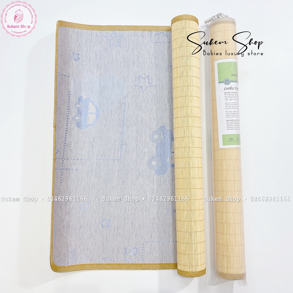 [Uala Rogo] Chiếu Trúc Bamboo Mềm Mát Sử Dụng 2 Mặt Tăm Tre Và Mặt Vải Tencel