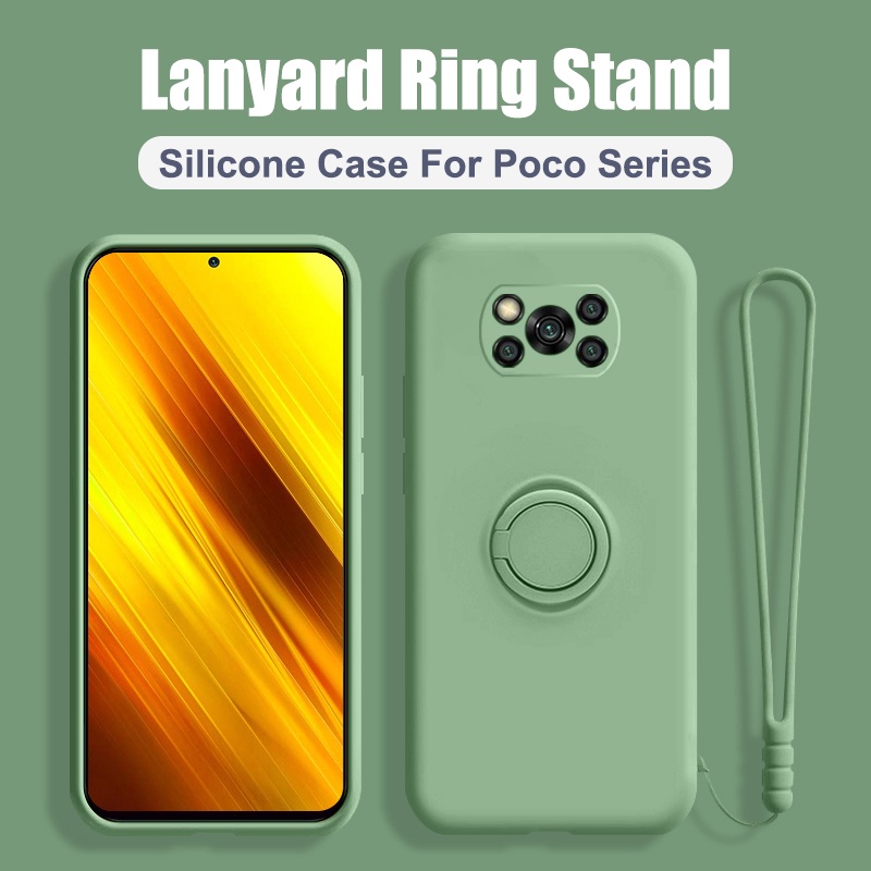Ốp điện thoại Lenuo silicon dẻo có dây đeo và giá đỡ màu kẹo ngọt cho POCO F3 X3 Pro X3 NFC X3 GT M3 Pro