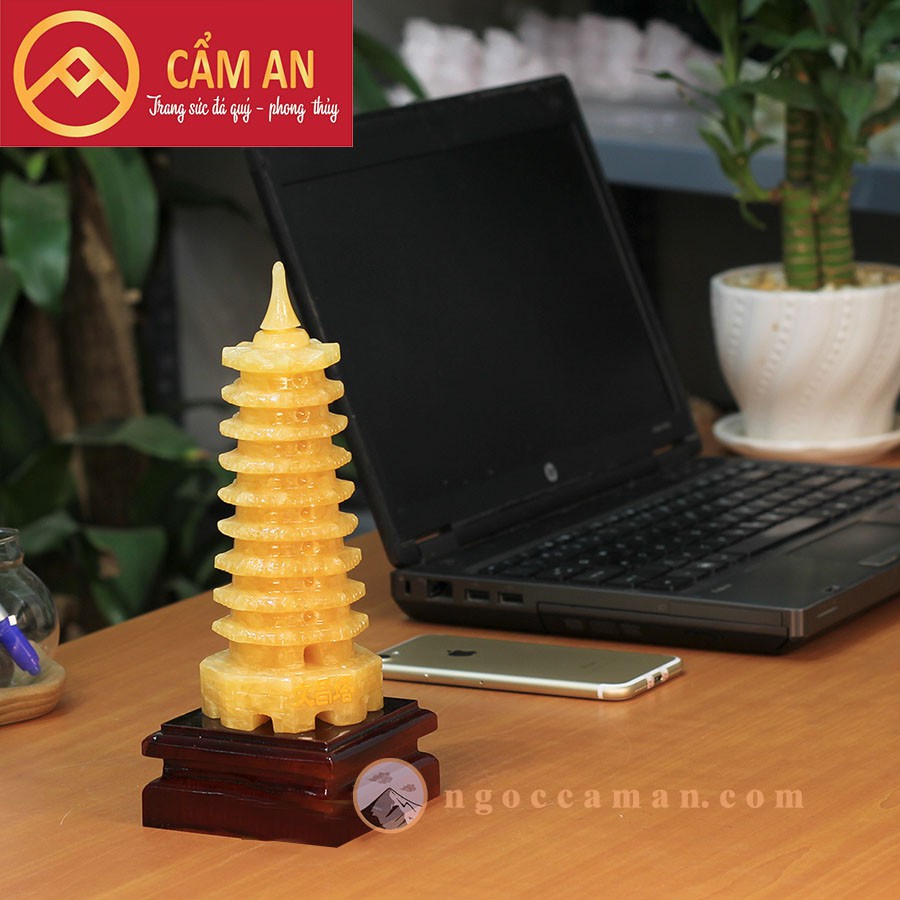 THÁP VĂN XƯƠNG bằng đs có giấy kiểm định đá, May mắn trong thi cử NGỌ.C HOÀNG LONG 14 cm