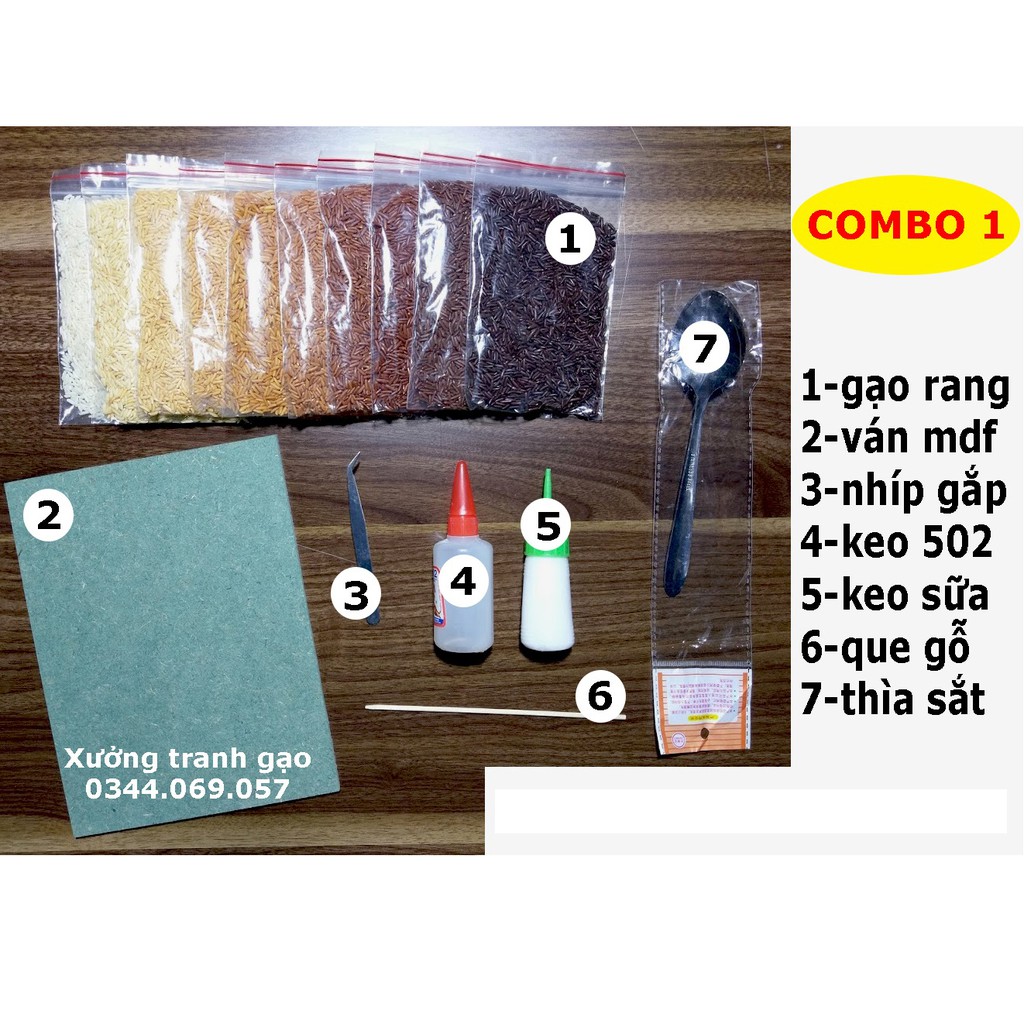 Combo làm tranh gạo Hai cô gái bên sông
