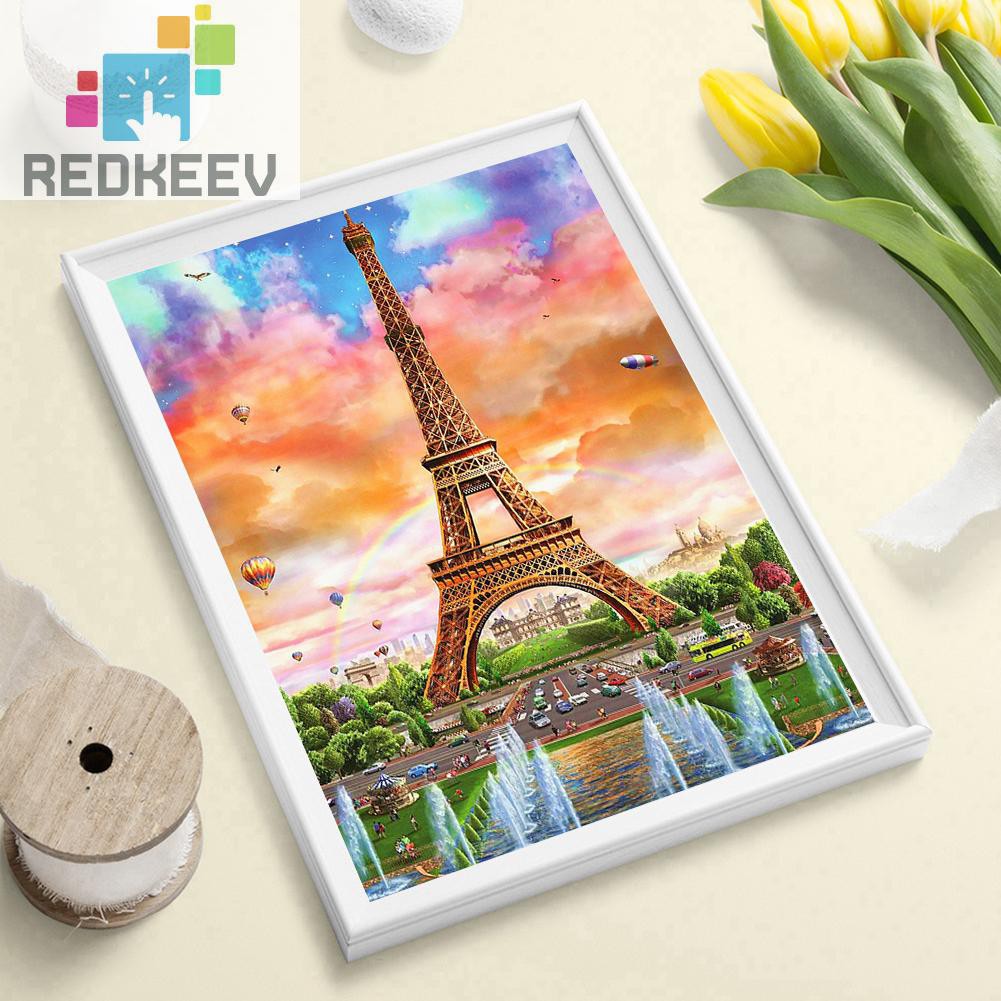 Bộ Tranh Đính Đá 1.13 Tự Làm Hình Tháp Eiffel Độc Đáo