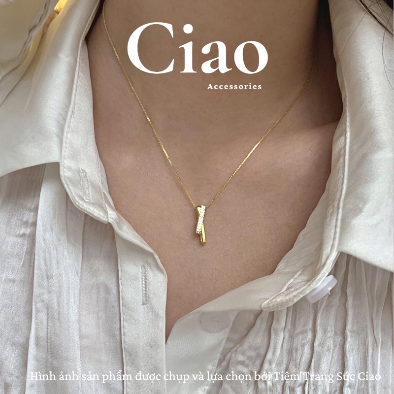 [NEW ITEMS] Dây chuyền/ Vòng cổ mạ bạc S925 thiết kế charm dài đính đá đơn giản Keisha Ciao