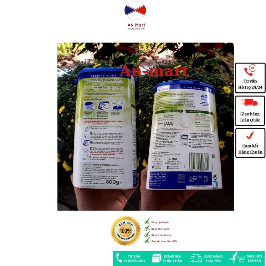 Sữa Aptamil Anh, Sữa Organic Hữu Cơ Hộp 800g Đủ Số 1 2 3 Hàng Bay Air Cargo Date Xa