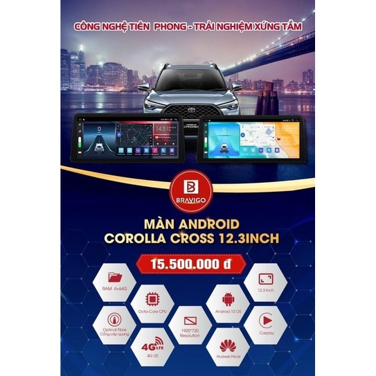 Siêu Hot: Màn hình Android Bravigo dành riêng cho xe Toyota Cross