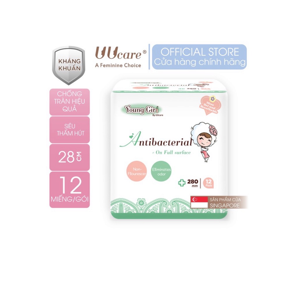Băng vệ sinh ban ngày và đêm 28cm  UUcare Singapore Young Girl UC004
