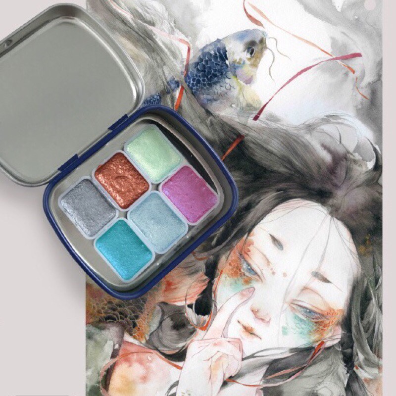 [MiChi Art] Màu nước thuỷ mặc Boku Undo Moyuntang pocket 0,5ml 1ml tông trầm và tông nhũ xuất xứ Nhậ