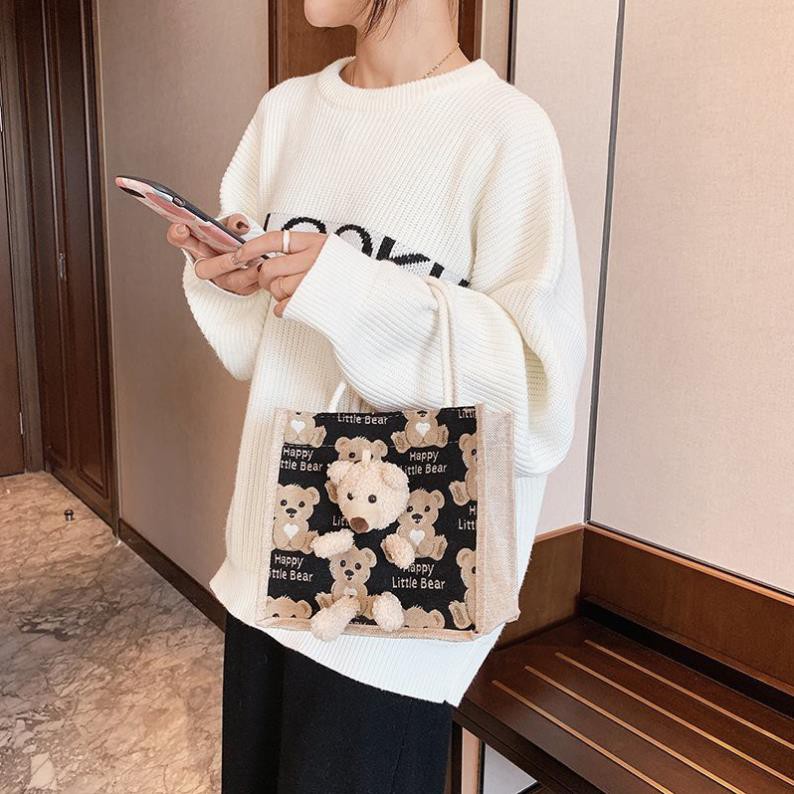 Túi Cói Gấu Bông (FreeShip) xinh, đựng đồ tiện lợi TCOIGAUBONG