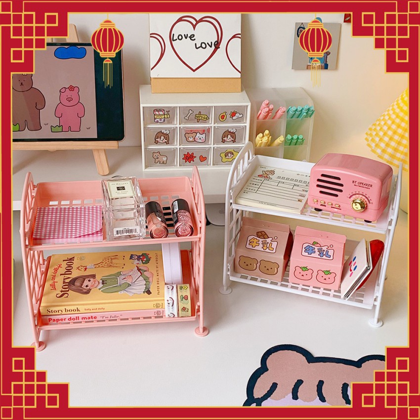Kệ nhựa lắp ráp 2 tầng mini xinh xắn