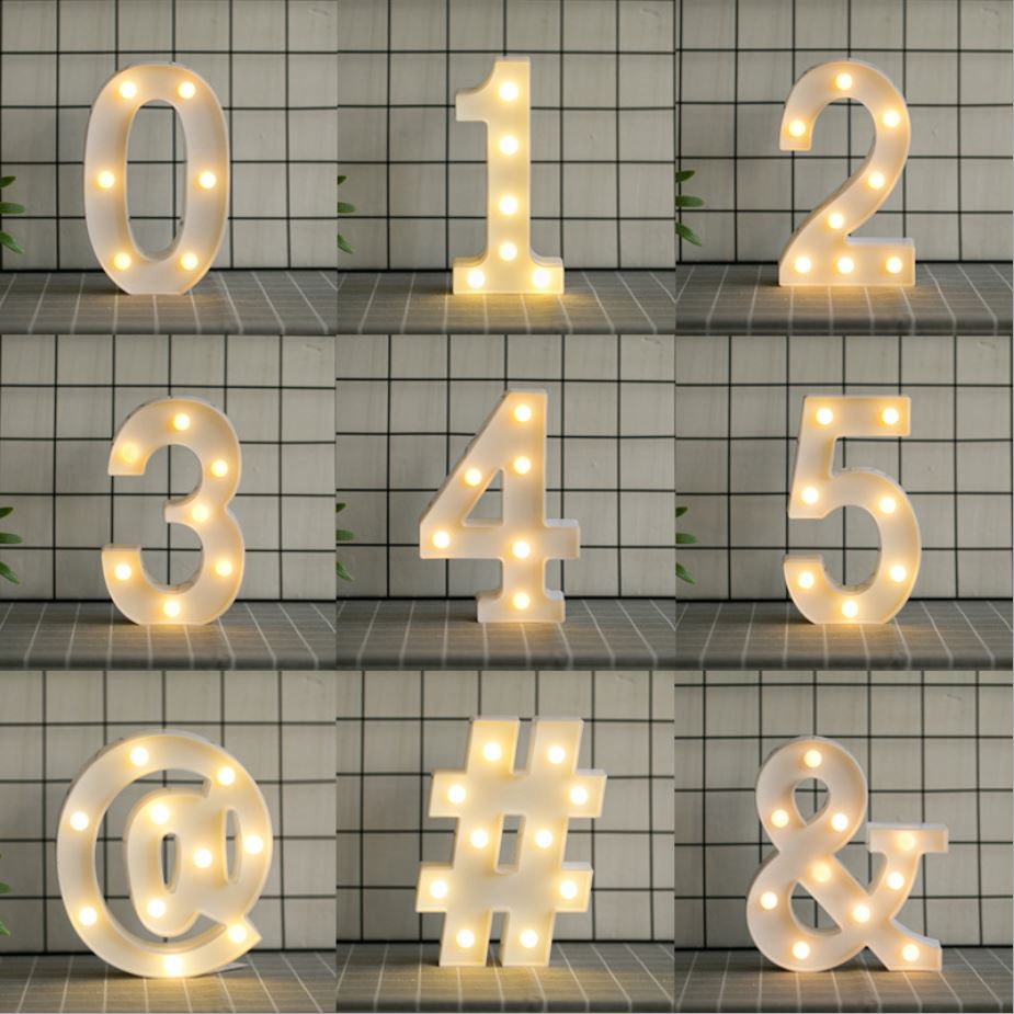 Đèn Led Chữ Trang Trí Tiệc Cưới Sinh Nhật Nhà Cửa KUNBE Đủ 26 Chữ Cái A-Z, Số Từ 0-9, Biểu Tượng, Trái Tim