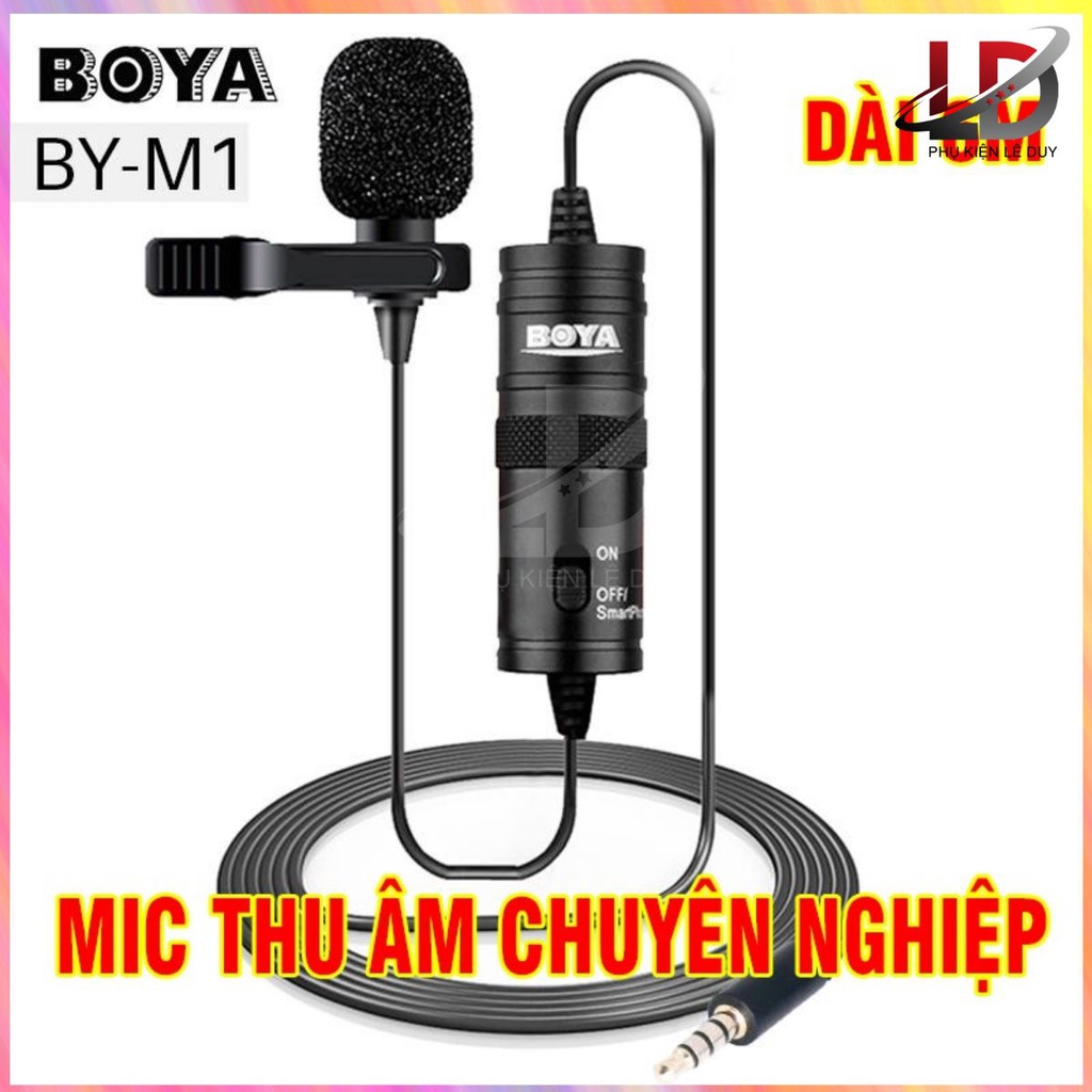 Micro gài áo , Mic thu âm cho điện thoại, máy ảnh Boya By-M1 , dài 6m - Hàng chính hãng [Free ship]