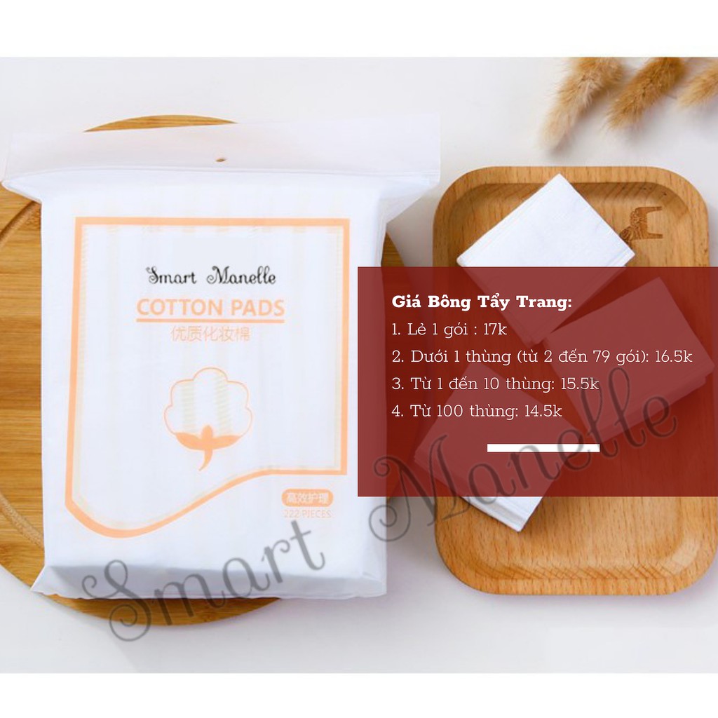 Bông tẩy trang Smart 222 miếng 3 lớp Cotton Pads BTT | BigBuy360 - bigbuy360.vn